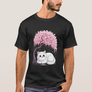 Cherry Blossom Japanese Tree Sweet cat Kitten Japa T-Shirt