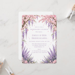 Cherry Blossom Lavender Tree Bridesmaids Luncheon  Invitation