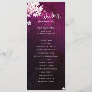 Cherry Blossom Long Vertical Wedding Flat Program Programme
