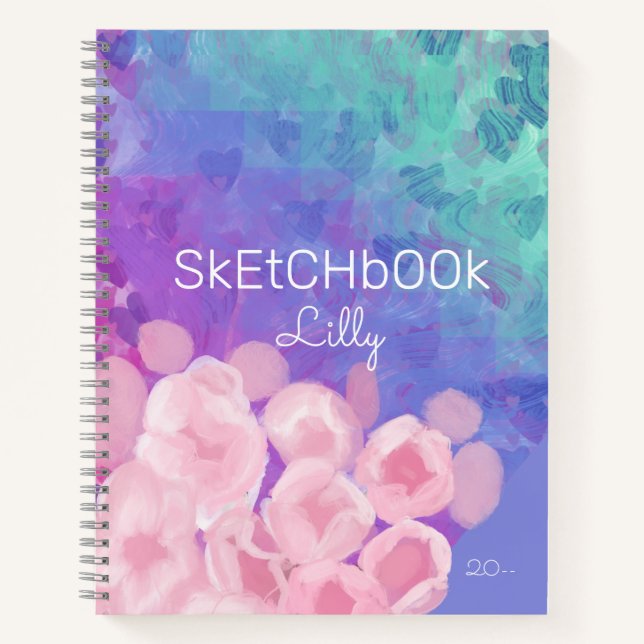 Cherry Blossom Love Spring Energy Wave Sketchbook Notebook (Front)