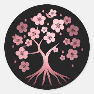 Cherry blossom, minimalism, pink, Japanese  Classic Round Sticker