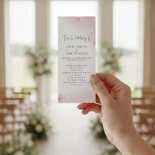 Cherry Blossom Minimalist spring wedding Ceremony Programme