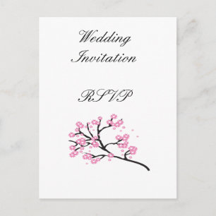 Cherry Blossom Modern Simple Elegant Wedding Ideas Invitation Postcard