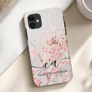 Cherry Blossom Monogram  Elegant Custom Case-Mate iPhone Case