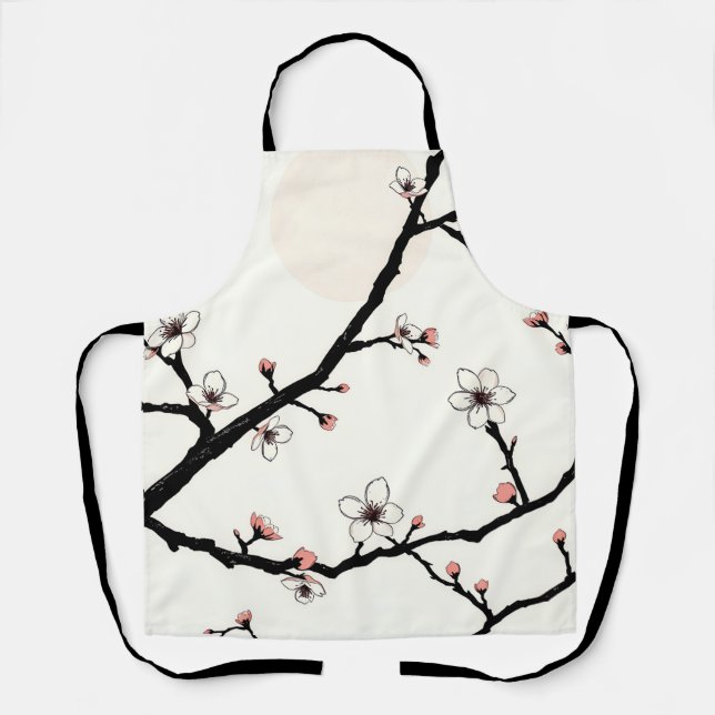 Cherry Blossom Moon Minimal Pattern Apron (Front)