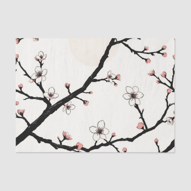 Cherry Blossom Moon Minimal Pattern Tissue Paper (Front)