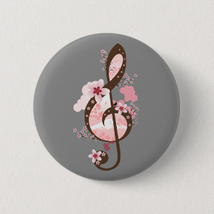 Cherry Blossom Music 6 Cm Round Badge