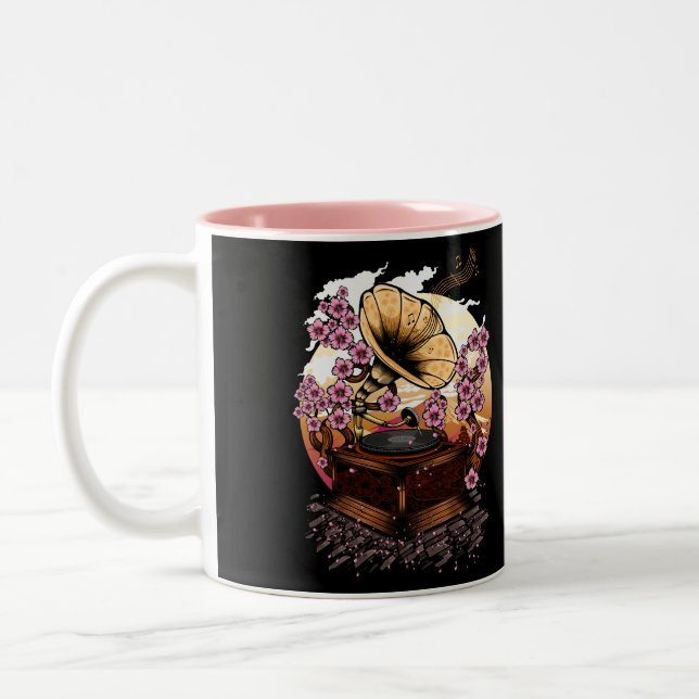 Cherry Blossom Musical Two-Tone Coffee Mug (Left)