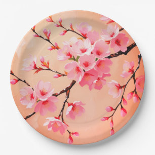 Cherry Blossom Napkin – Elegant Sakura Floral Tabl Paper Plate