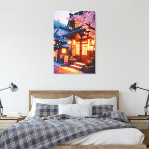 Cherry Blossom Night in Old Japan Canvas Print