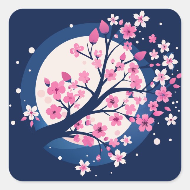 Cherry Blossom Nights Square Sticker (Front)