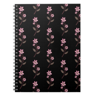 Cherry Blossom Notebook - Black Pattern