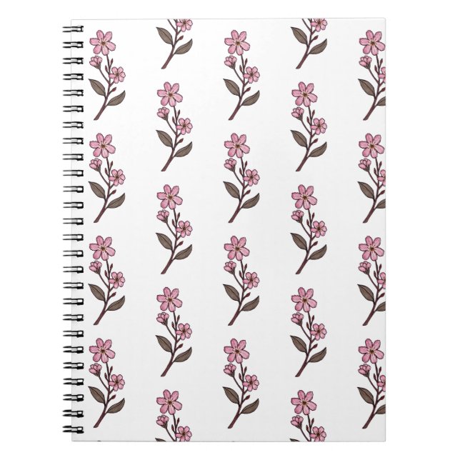 Cherry Blossom Notebook - White Pattern (Front)
