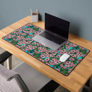 Cherry blossom on blue desk mat