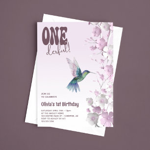 Cherry Blossom Onederful 1st Birthday Invitation