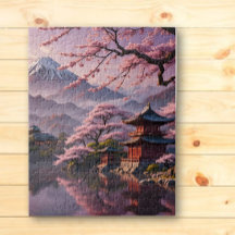 Cherry Blossom Pagodas Jigsaw Puzzle