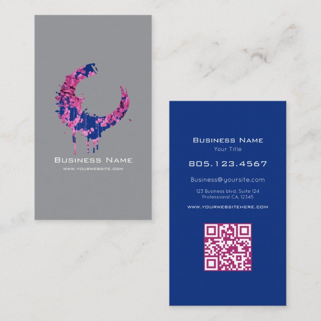 Cherry Blossom Paint Swirl Design – Custom Business Card (Front/Back)