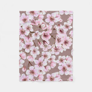 Cherry blossom pattern fleece blanket