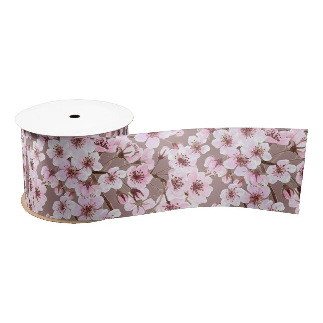 Cherry blossom pattern satin ribbon (Spool)