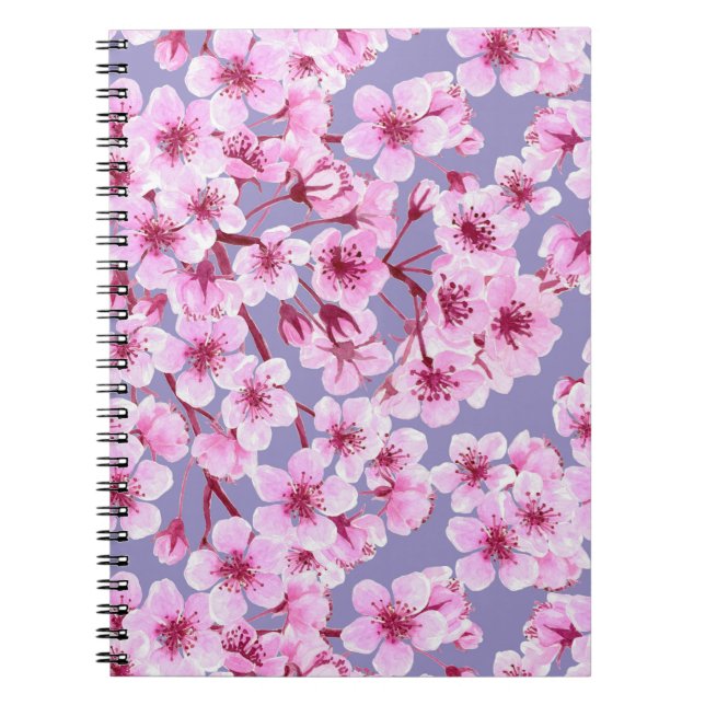 Cherry blossom pattern spiral notebook (Front)