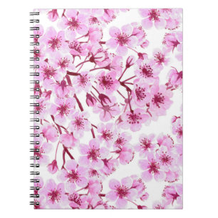 Cherry blossom pattern spiral notebook