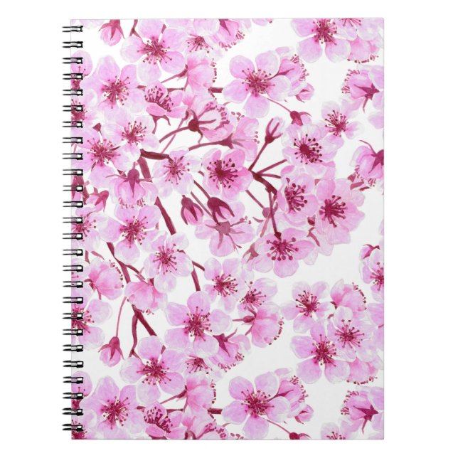 Cherry blossom pattern spiral notebook (Front)