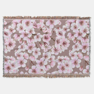 Cherry blossom pattern throw blanket