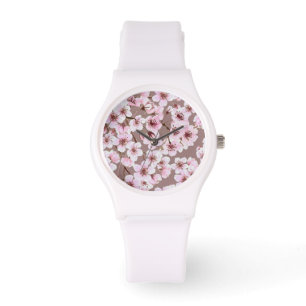 Cherry blossom pattern watch