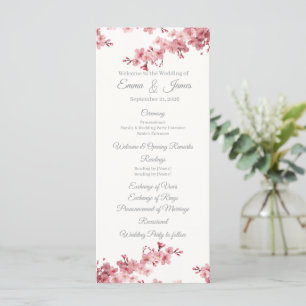 Cherry Blossom Personalised Wedding Program Templ. Programme