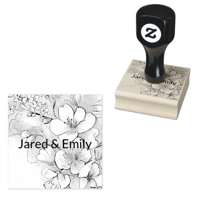 Cherry Blossom Personalised Wood Art Stamp (Stamped)