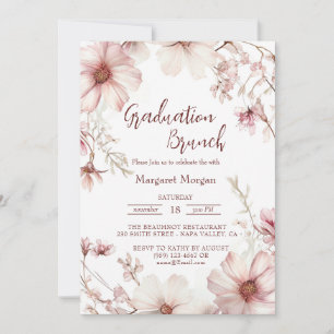 Cherry Blossom Pink And White Bridal Brunch Invitation