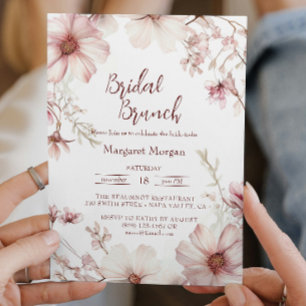 Cherry Blossom Pink And White Bridal Brunch Invitation