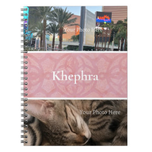 Cherry Blossom Pink Batik Photo Collage, Border Notebook