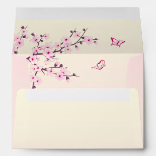 Cherry Blossom Pink Cream Wedding Envelope