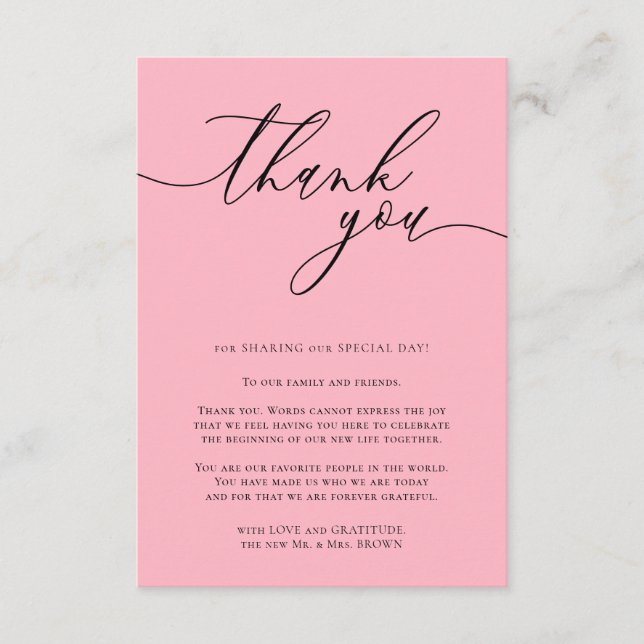 Cherry blossom pink Custom Photo Thank You Enclosure Card (Front)