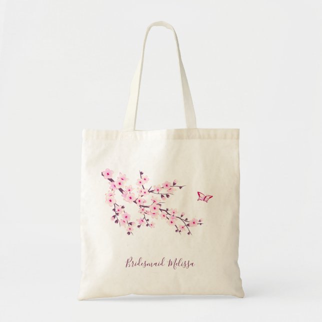 Cherry Blossom Pink Custom Tote Bag (Front)