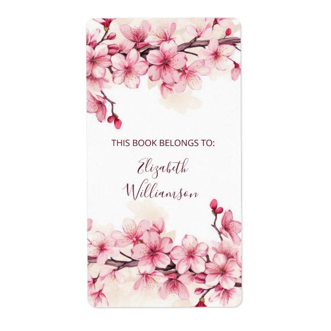 Cherry Blossom Pink Floral Bookplate  (Front)