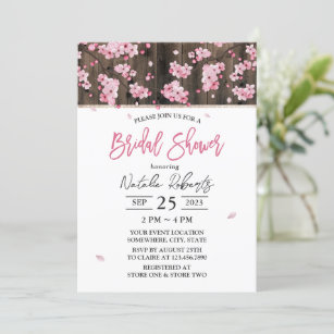 Cherry Blossom Pink Floral Bridal Shower Invitation