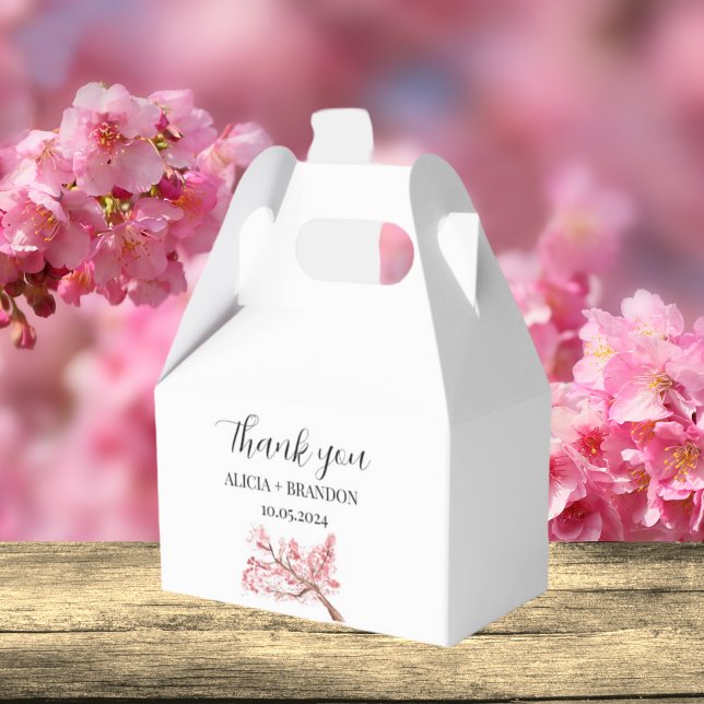 Cherry Blossom Pink Floral Modern Wedding Favour Box (Creator Uploaded)