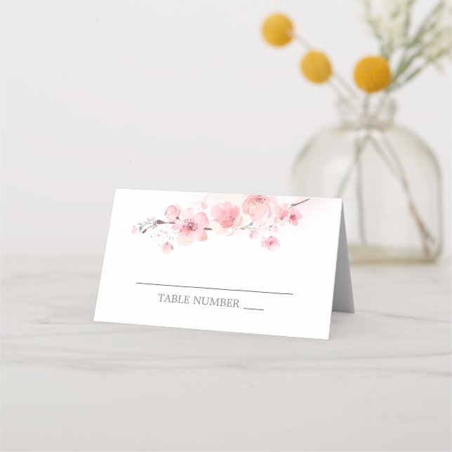 Cherry Blossom Pink Floral Place Card (Front)