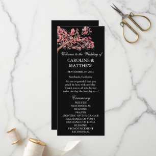 Cherry Blossom Pink Floral Watercolor Wedding Programme