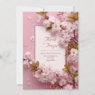 Cherry Blossom Pink Floral Wedding  Invitation