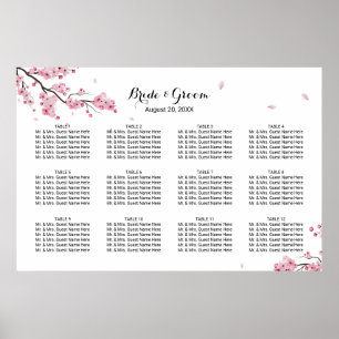 Cherry Blossom Pink Floral Wedding Seating Chart