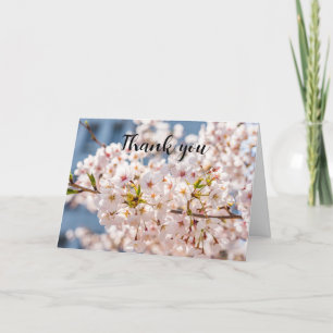Cherry Blossom Pink Floral Wedding Thank you Card