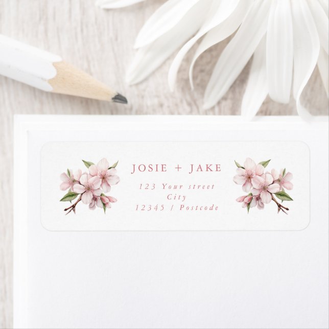 Cherry blossom pink flower return address (Insitu)
