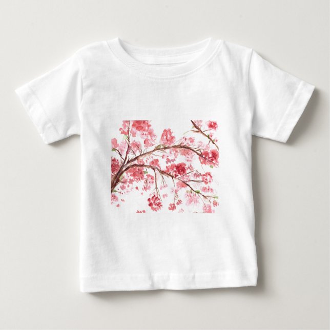 Cherry blossom pink flowers floral Sakura Girly Baby T-Shirt (Front)