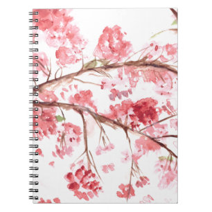 Cherry blossom pink flowers floral Sakura Japanese Spiral Notebook