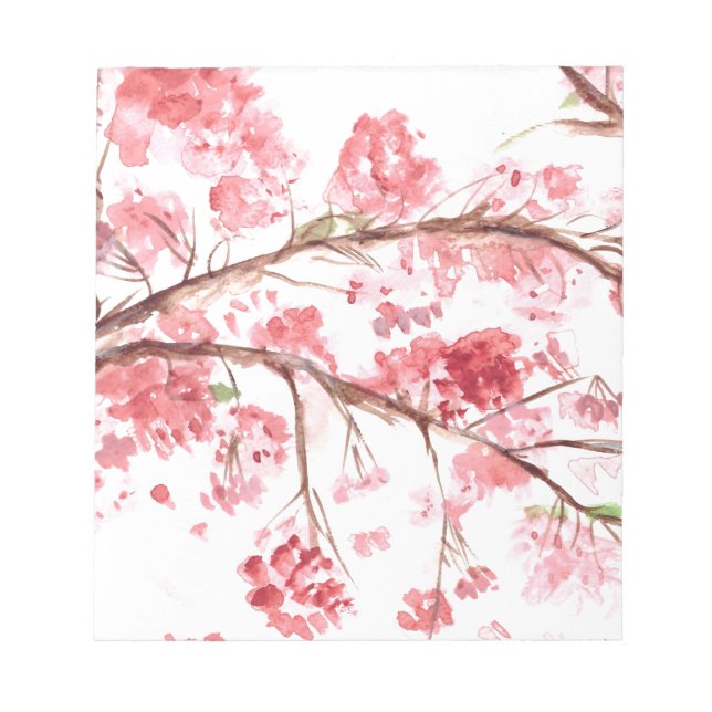 Cherry blossom pink flowers Girly Sakura Asian Notepad (Front)