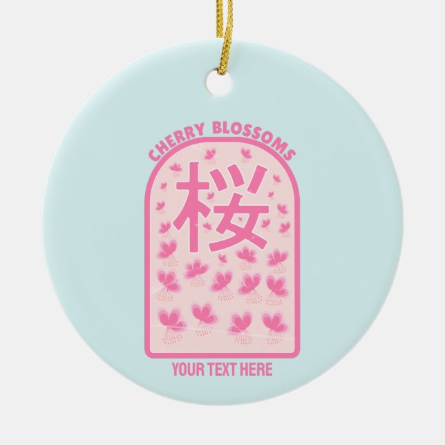 Cherry blossom pink flowers Japan Ceramic Tree Decoration (Front)