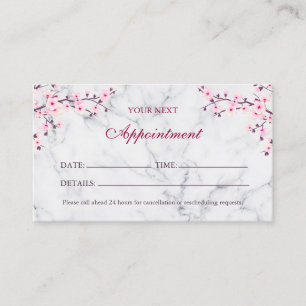 Cherry Blossom Pink Grey Marble Appointment  Business Card